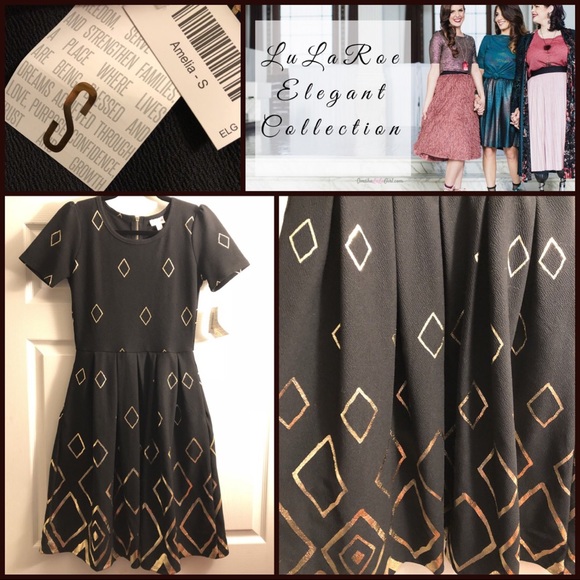 NEW Elegant Amelia Small Black Shiny Gold Dress - Picture 2 of 8